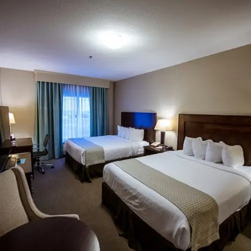 Beds available in the hotel for corporate group bookings.